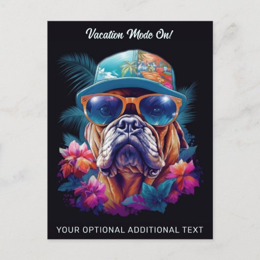 Aangepaste tekst Tropische vakantie hond Briefkaart (Voorkant)