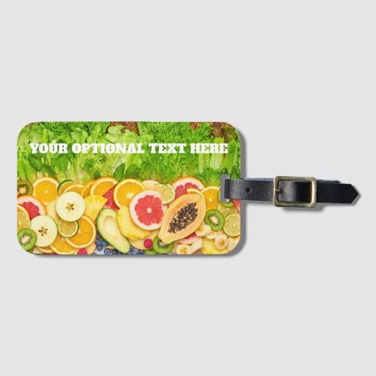 Aangepaste tekst tropische vruchten bagagelabel (Voorkant (horizontaal))