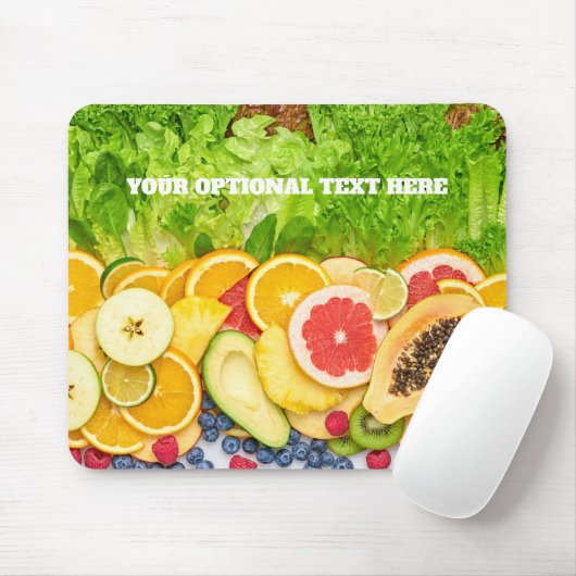 Aangepaste tekst tropische vruchten muismat (Met muis)