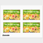 Aangepaste tekst tropische vruchten rechthoekige sticker (Vel)