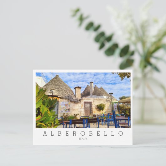 Aangepaste tekst, trulli-huizen, Alberobello, Apul Briefkaart (Staand voorkant)