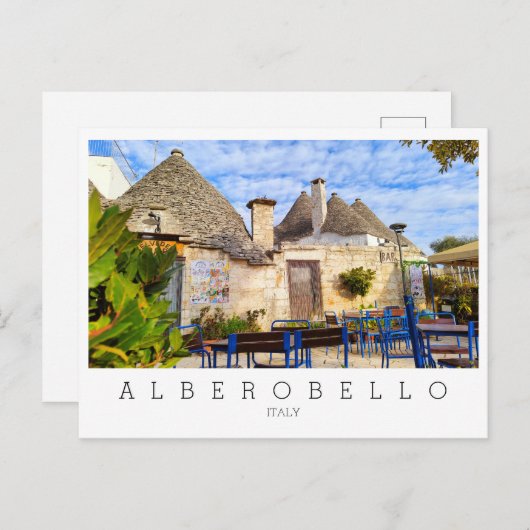 Aangepaste tekst, trulli-huizen, Alberobello, Apul Briefkaart (Voorkant / Achterkant)