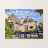 Aangepaste tekst, trulli-huizen, Alberobello, Apul Legpuzzel (Horizontaal)