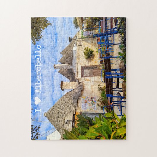 Aangepaste tekst, trulli-huizen, Alberobello, Apul Legpuzzel (Verticaal)