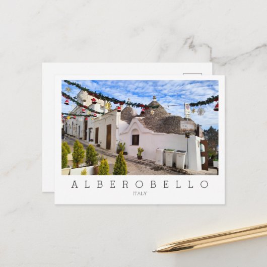 Aangepaste tekst, trulli-huizen in Alberobello Briefkaart (Voorkant / Achterkant in situ)