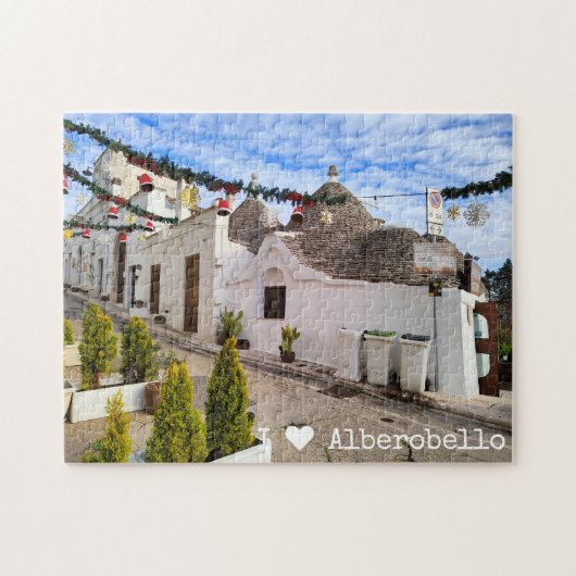Aangepaste tekst, trulli-huizen in Alberobello Legpuzzel (Horizontaal)