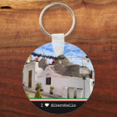 Aangepaste tekst, trulli-huizen in Alberobello Sleutelhanger (Voorkant)