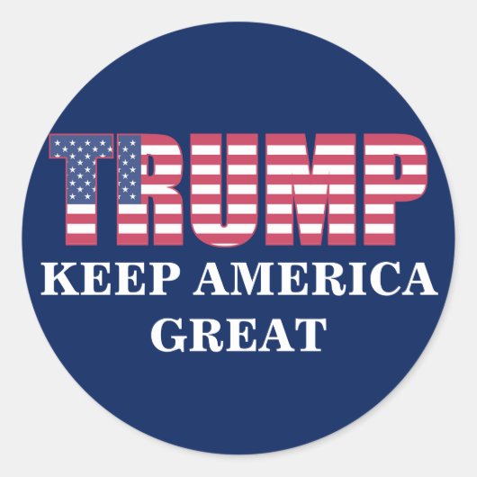 Aangepaste tekst Trump 2020 Keep America Great Blu Ronde Sticker (Voorkant)