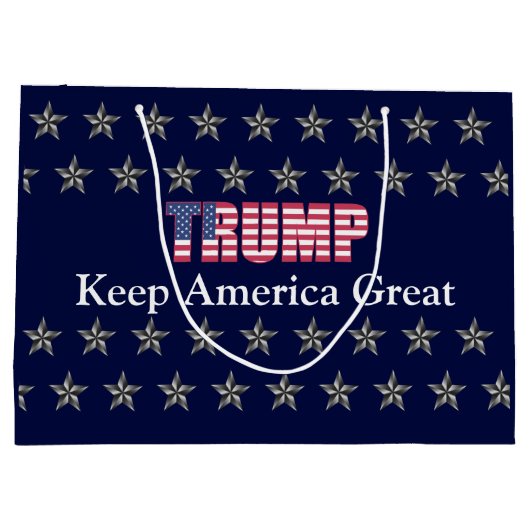Aangepaste tekst Trump Keep America Great Blue Sta Groot Cadeauzakje (Achterkant)