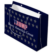 Aangepaste tekst Trump Keep America Great Blue Sta Groot Cadeauzakje (Voorkant Gekanteld)