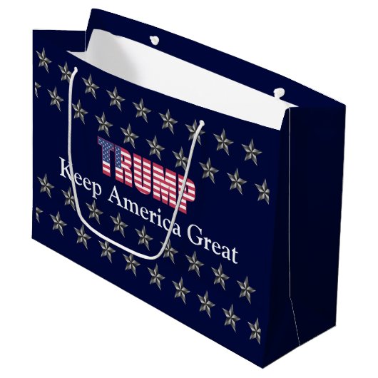 Aangepaste tekst Trump Keep America Great Blue Sta Groot Cadeauzakje (Voorkant Gekanteld)