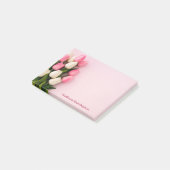 Aangepaste tekst tulpen op roze post-it® notes (Schuin)