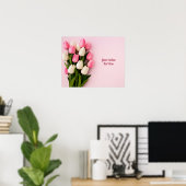 Aangepaste tekst tulpen op roze poster (Thuiskantoor)