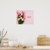 Aangepaste tekst tulpen op roze poster (Keuken)