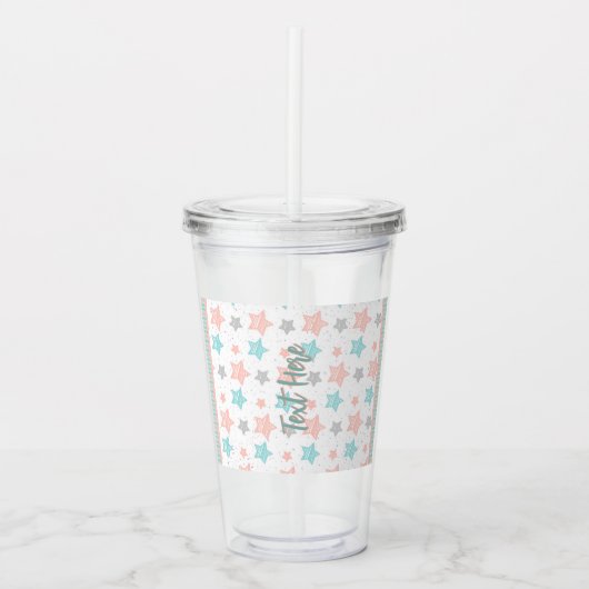 Aangepaste tekst tumbler | Schattige ster acryl tu Drinkbeker (Voorkant)