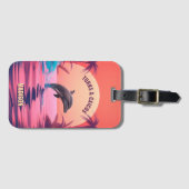 Aangepaste Tekst Turks- en Caicoseilanden Dolfijn Bagagelabel (Voorkant (horizontaal))