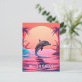 Aangepaste Tekst Turks- en Caicoseilanden Dolfijn Briefkaart (Staand voorkant)