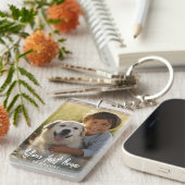 Aangepaste tekst Twee foto Keepsake Familiefoto Sleutelhanger (Voorkant Rechts)