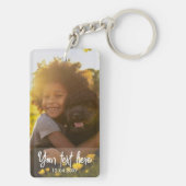 Aangepaste tekst Twee foto Keepsake Familiefoto Sleutelhanger (achterkant)