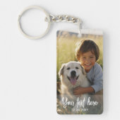 Aangepaste tekst Twee foto Keepsake Familiefoto Sleutelhanger (Voorkant)