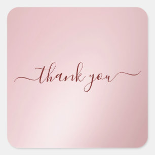 Aangepaste tekst typografie Elegante roze gouden b Vierkante Sticker