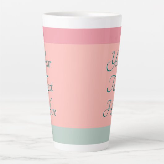 Aangepaste tekst typografie roze perzik Blauwgroen Latte Mok (Voorkant)