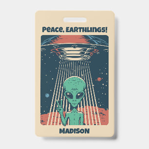 Aangepaste tekst UFO Alien Badge