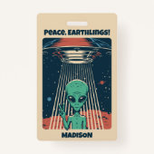 Aangepaste tekst UFO Alien Badge (Voorkant)