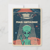Aangepaste tekst UFO Alien Feestdagenkaart (Voorkant)