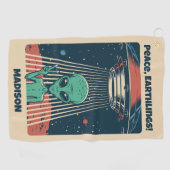 Aangepaste tekst UFO Alien Golfhanddoek (Horizontaal)