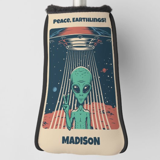 Aangepaste tekst UFO Alien Golfheadcover (Draai 90)