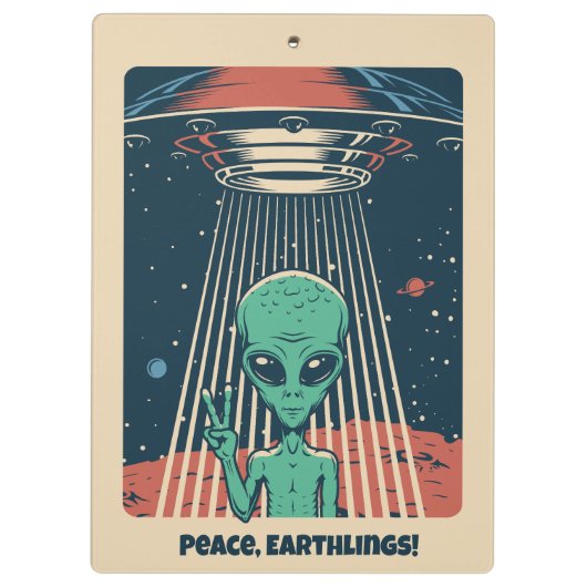 Aangepaste tekst UFO Alien Klembord (Achterkant)