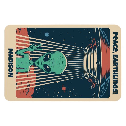 Aangepaste tekst UFO Alien Magneet (Horizontaal)
