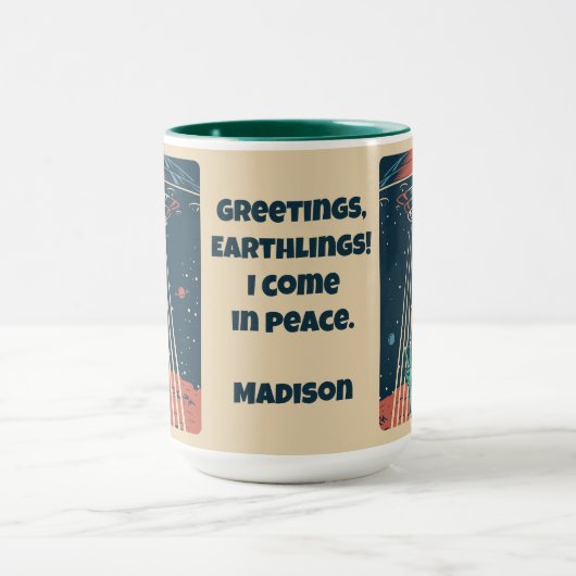 Aangepaste tekst UFO Alien Mok (Midden)