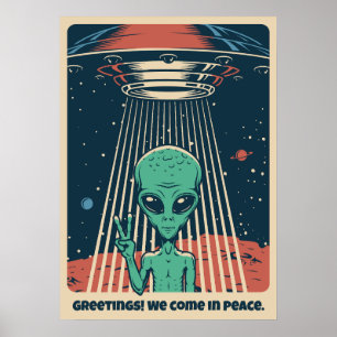 Aangepaste tekst UFO Alien Poster