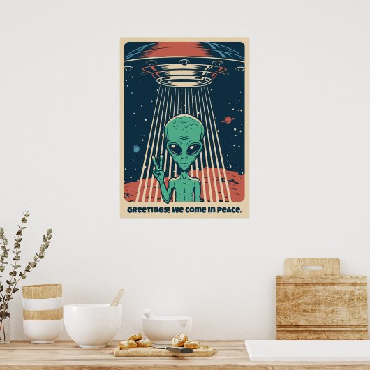 Aangepaste tekst UFO Alien Poster (Keuken)