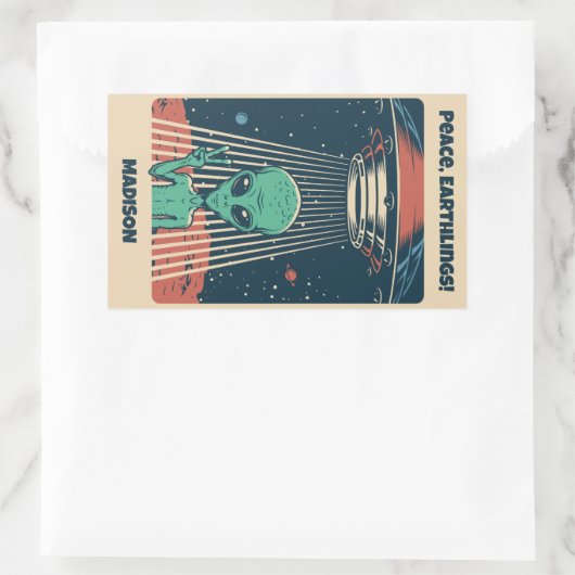 Aangepaste tekst UFO Alien Rechthoekige Sticker (Tas)