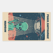 Aangepaste tekst UFO Alien Rechthoekige Sticker (Voorkant)