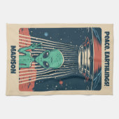 Aangepaste tekst UFO Alien Theedoek (Horizontaal)