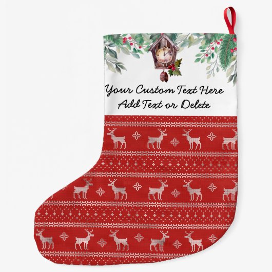 Aangepaste tekst. Ugly KerstSweater Reindeer Grote Kerstsok (Achterkant)