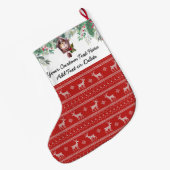 Aangepaste tekst. Ugly KerstSweater Reindeer Grote Kerstsok (Achterkant (Hangend))