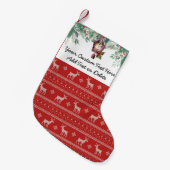 Aangepaste tekst. Ugly KerstSweater Reindeer Kleine Kerstsok (Voorkant (Hangend))