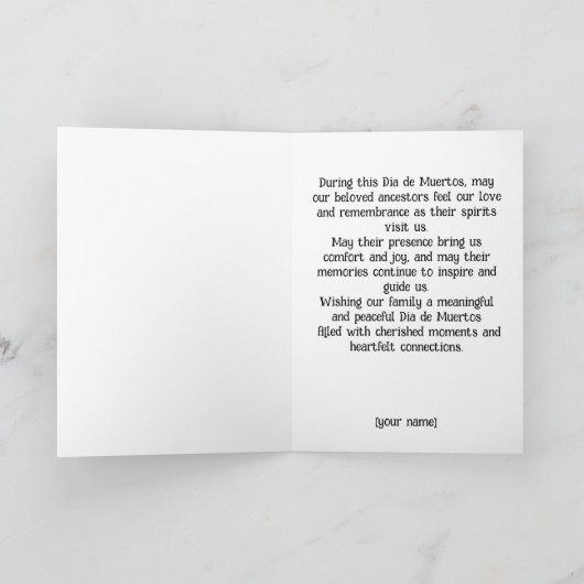 Aangepaste tekst 💀Uitstekende Día de Muertos Kaart (Binnen)