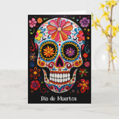 Aangepaste tekst 💀Uitstekende Día de Muertos Kaart (Gele Bloem)