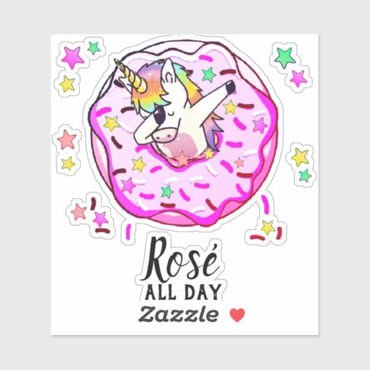 Aangepaste tekst Unicorn Dab Pose Pink Donut Sprin Sticker (Vel)