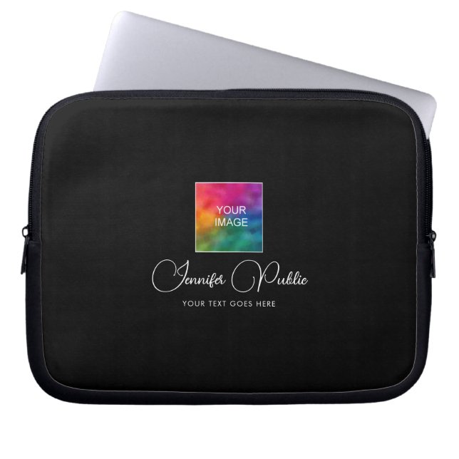 Aangepaste tekst upload logo of afbeelding typogra laptop sleeve (Voorkant)