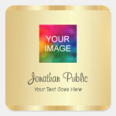 Aangepaste tekst Upload uw foto of zakelijke Logo Vierkante Sticker (Voorkant)