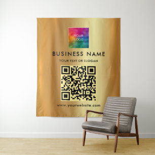 Aangepaste tekst Uploaden Bedrijf Logo Faux Gold a Wandkleed