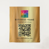 Aangepaste tekst Uploaden Bedrijf Logo Faux Gold a Wandkleed (Voorkant)