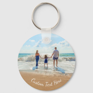 Aangepaste tekst Uw foto Sleutelhanger